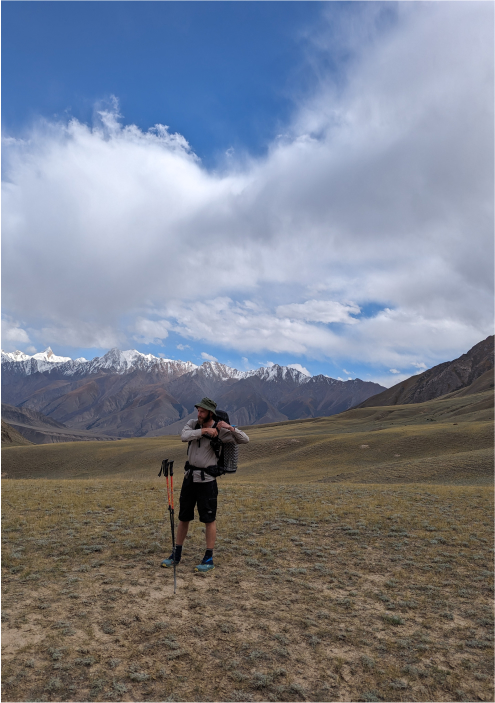 Hiker in the beautiful wonders of Kyrgyzstan 