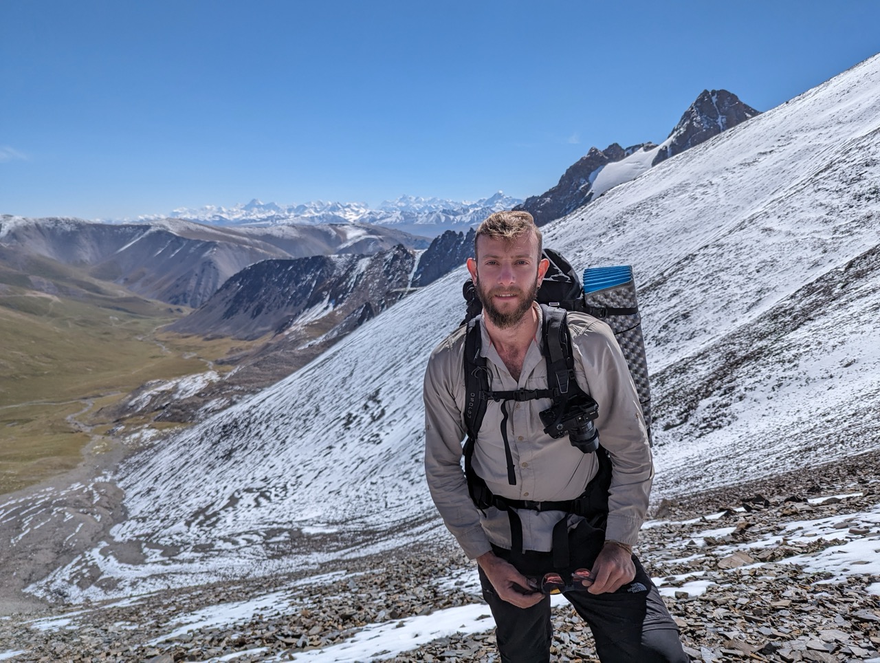 backpacker in the mountains 