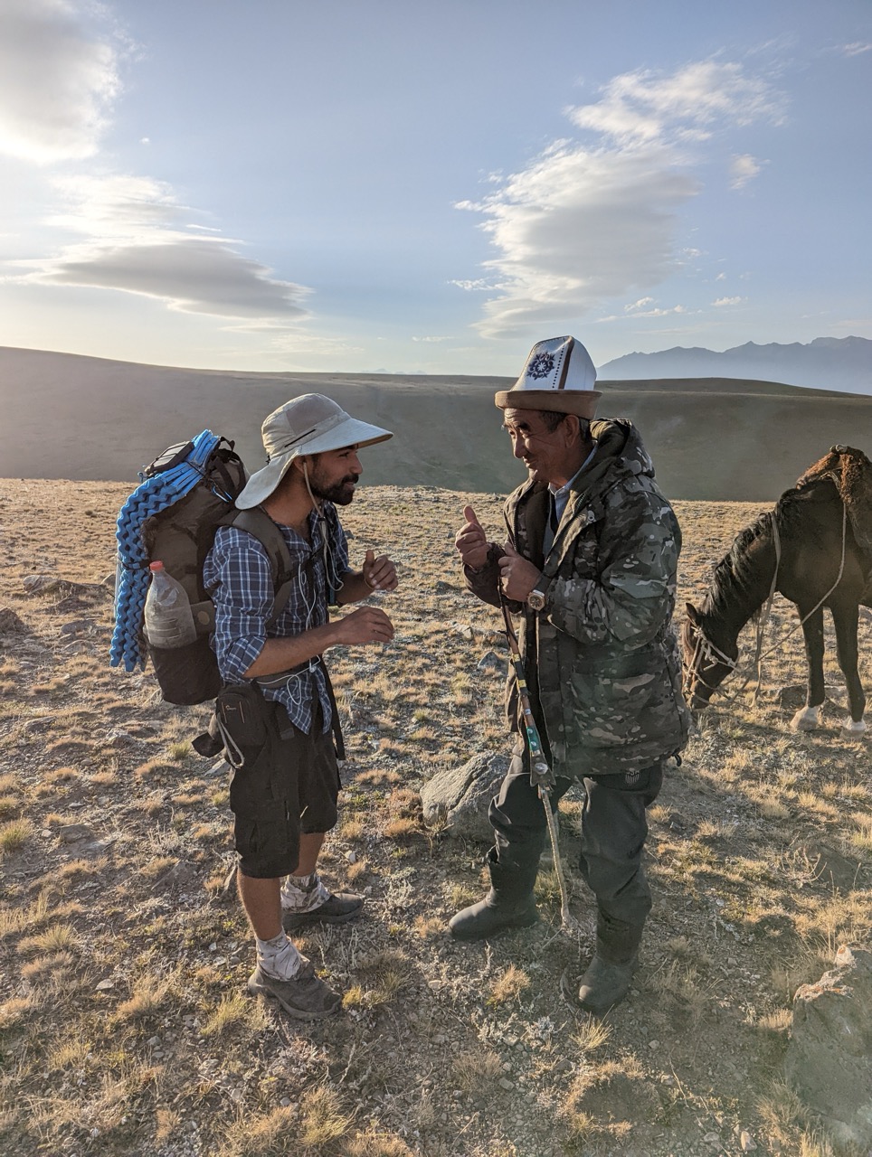 nomad meed the hiker in Kyrgyzstan adventure